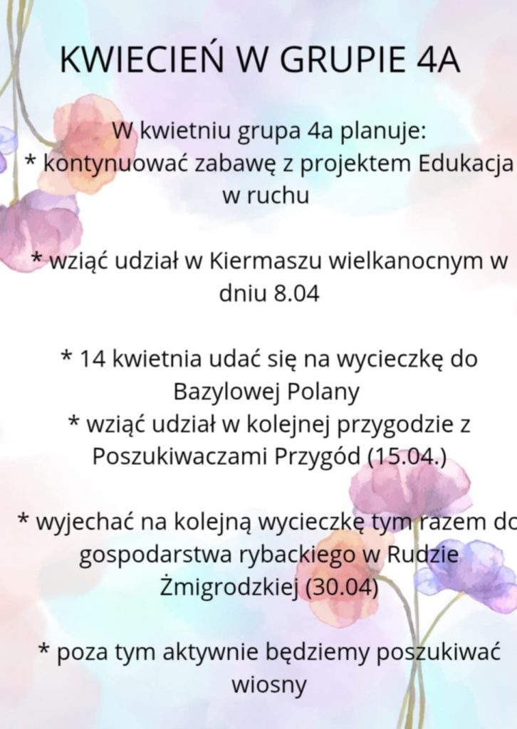 4A 4A ROZKŁAD MATERIAŁU KWIECIEŃ