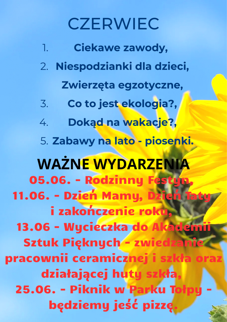 CZERWIEC DLA 3A CZERWIEC 3A