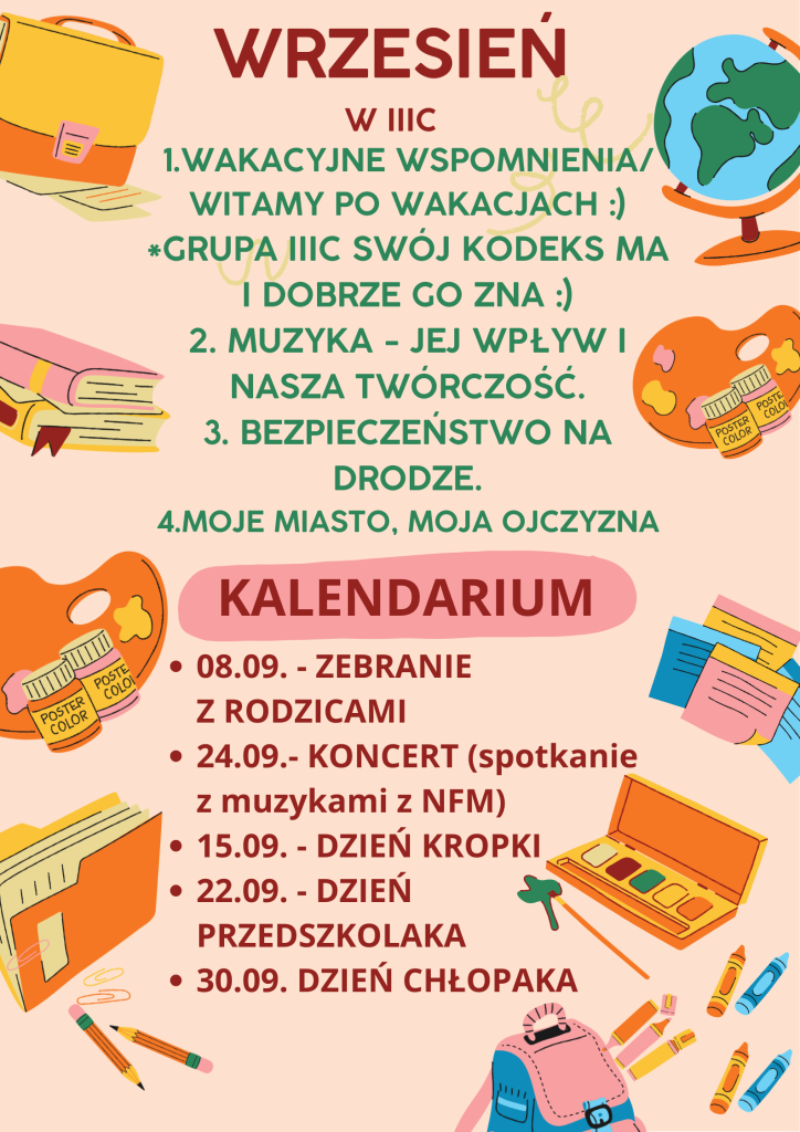 WRZESIEŃ 3C TEMATYKA I KALENDARIUM