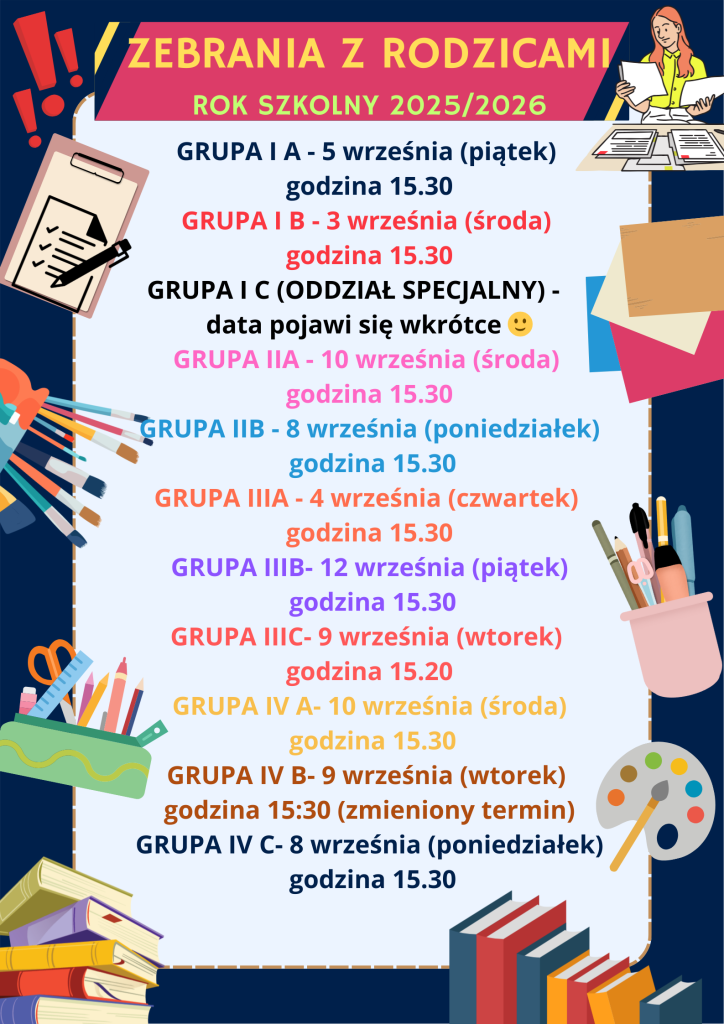 ZEBRANIA Z RODZICAMI WRZESIEŃ 2025 PLAKAT