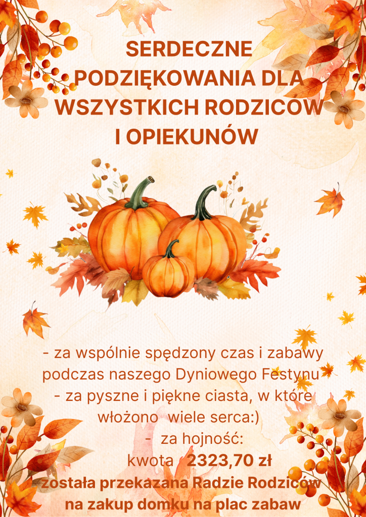 PODZIĘKOWANIA ZA DYNIOWY FESTYN