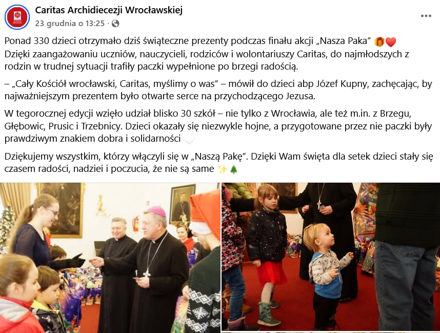 Podziękowania za udział w akcji