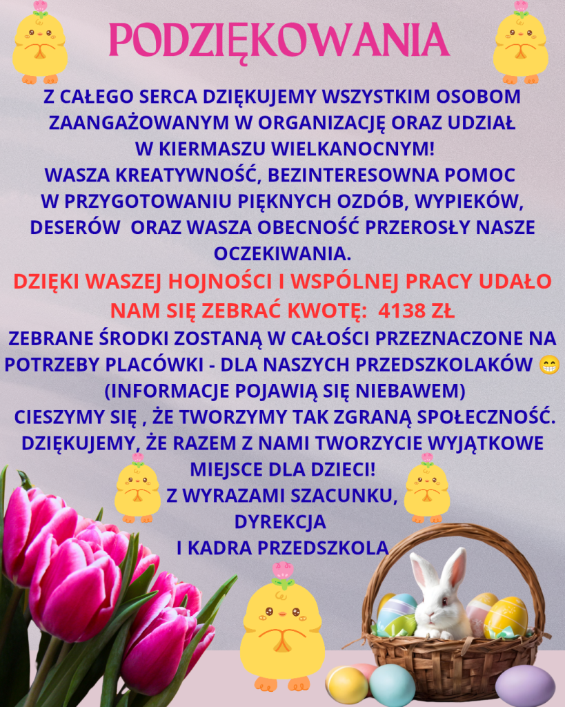 Podziękowania za udział w kiermaszu